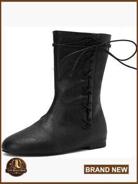 Vintage Flats Lace Up Pirate Boot Costume Medieval Renaissance Victorian Booties